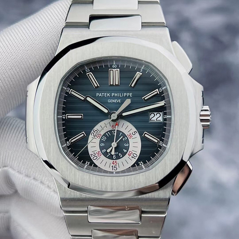 [B.D]Patek's Watch 運動優雅系列5980/1A-001藍面鋼王鸚鵡螺日曆計時機械錶