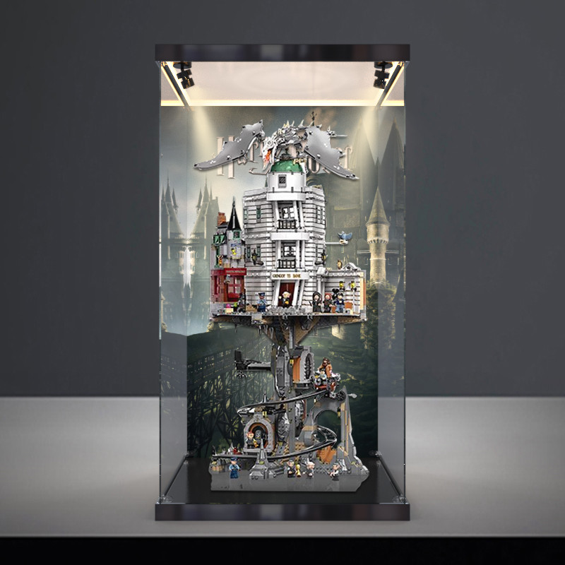 亞克力展示盒適用樂高76417古靈閣巫師銀行妖精門庭透明盒防塵罩
