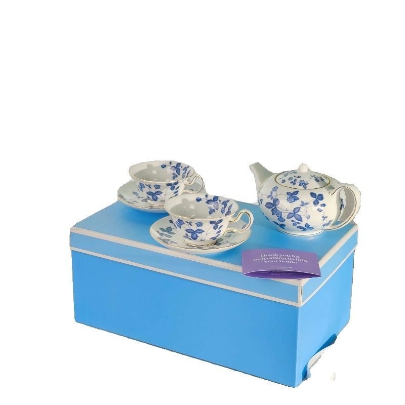 Wedgwood家伍德靛藍草莓系列歐式骨瓷咖啡套裝咖啡杯碟西餐盤送禮禮盒