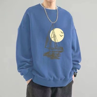 🔥48H出貨 M-8XL 韓版時尚秋冬長T男 大尺碼上衣 休閒寬鬆男生長袖T恤 圓領 落肩 內搭打底衫 Oversiz