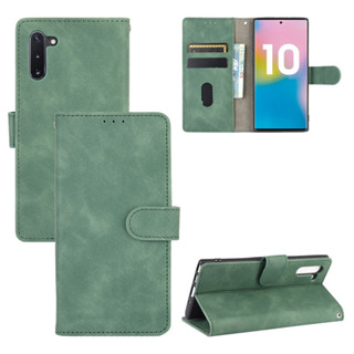 適用Samsung 三星Note10手機殼SanxingNote 10膚感牛皮紋插卡翻蓋保護套磁扣皮套素面書本式手機殼