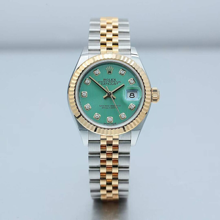 Rolex 日誌型系列薄荷綠盤原鑲鑽自動機械手錶女款279173