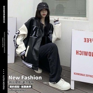 【棒球外套】春秋季美式復古潮牌 刺繡情侶棒球服 外套男女同款 寬鬆潮牌PU免洗 潮流皮夾克 oversize外套