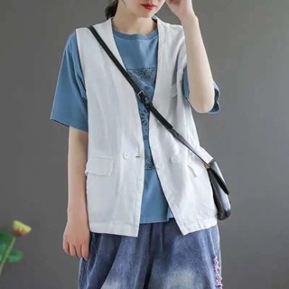 大碼胖mm馬甲外套 女 寬鬆百搭 無袖坎肩 春秋裝 休閒馬夾 外穿上衣 女