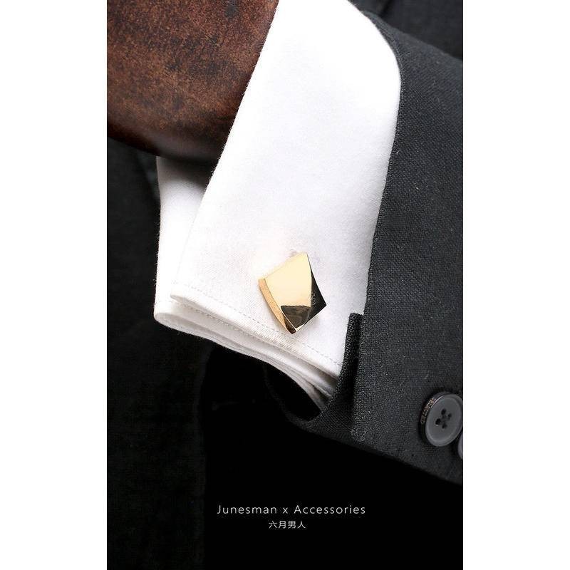 六月男人 手工制 法式袖釦男士襯衫袖釘 鍍金琉璃瓦 禮盒裝
