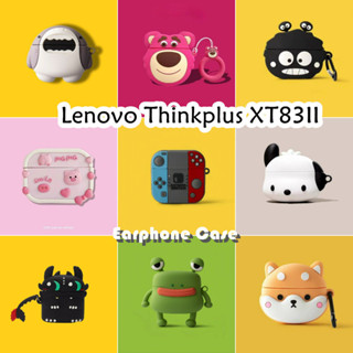 LENOVO Hitam 適用於聯想 Thinkplus XT83II 手機殼可愛卡通黑熊軟矽膠手機殼耳機殼保護套