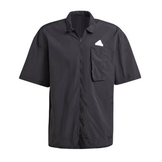 Adidas M CE Q2 Shirt IR5188 男 短袖 襯衫 運動 休閒 寬鬆 防潑水 拉鍊 黑