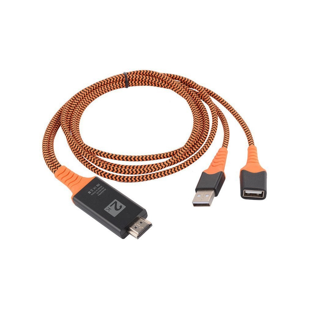 轉換器線尼龍線編織 USB 母頭轉 HDMI 兼容公頭電纜