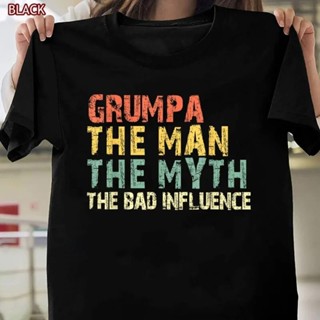 Grumpa The Man The Myth Bad Influence Vintage 復古 T 恤 T 恤長袖或短
