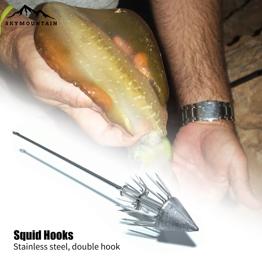 Skymountain 23.5cm/90g 鋒利魷魚夾具雙層不銹鋼韌性好魚鉤釣魚用