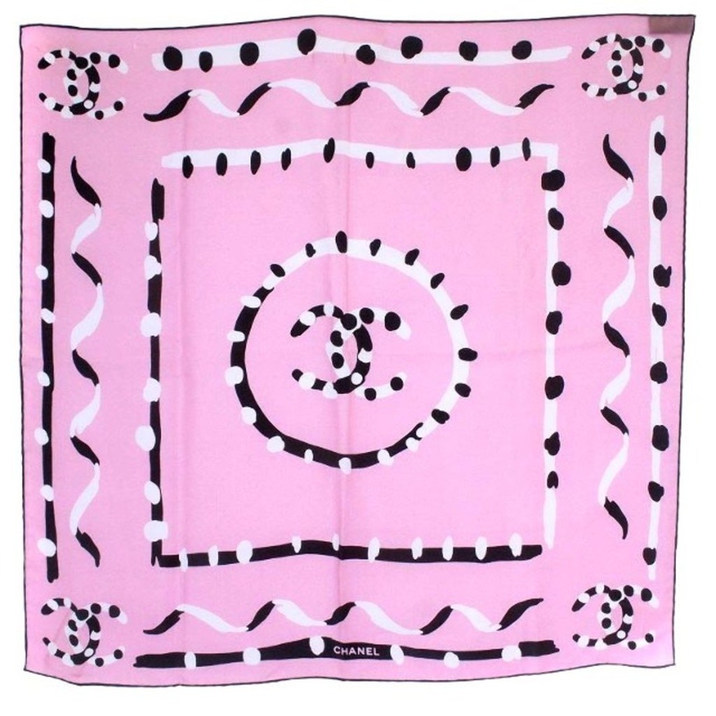 CHANEL 香奈兒圍巾雙c標誌絲綢粉紅色 日本直送 二手