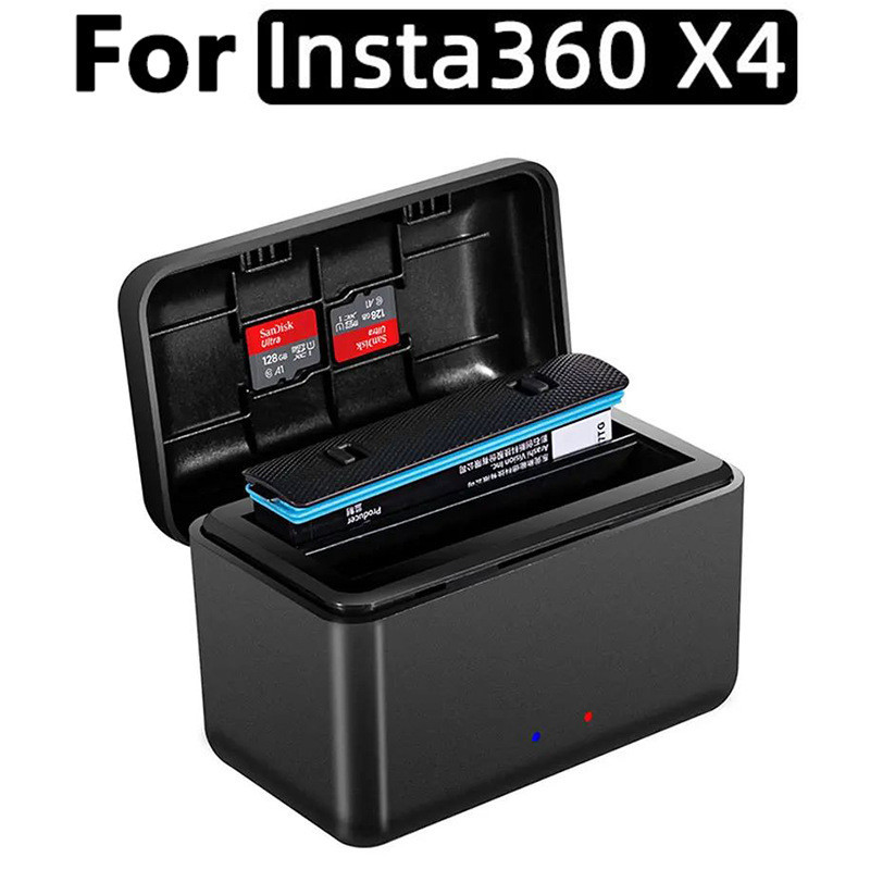 適用於 Insta360 X4 便攜式快速雙電池通道充電器配件適用於 Insta 360 X4 相機電池充電盒