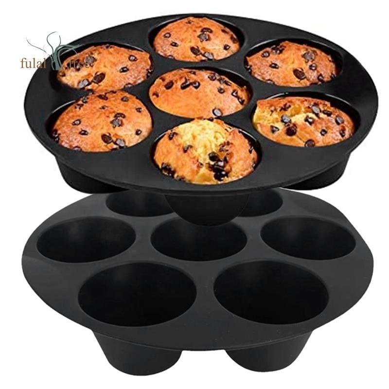 矽膠鬆餅鍋模具蛋糕模具適用於空氣炸鍋、烤箱、鍋 8.4 英寸可重複使用免費矽膠烘焙模具 2 件裝
