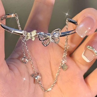 雙層蝴蝶結鏈條手鐲女ins小眾設計不掉色手鍊