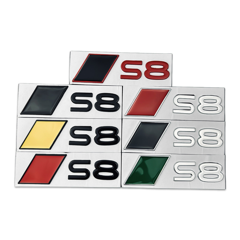奧迪 S8 標誌汽車後備箱標誌造型配件金屬汽車貼紙側面裝飾徽章貼花