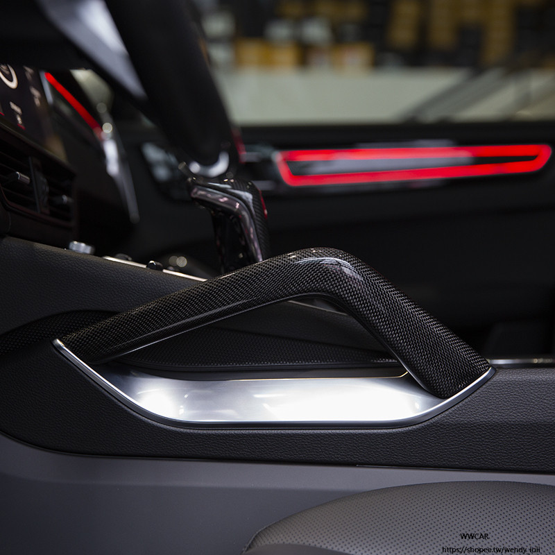 Porsche Cayenne 凱燕 改裝 配件 碳纖維扶 拉手排擋蓋 電鍍擋板 車門防踢墊