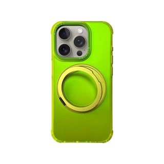 創意360度旋轉支點支架MagSafe磁吸手機殼適用蘋果iPhone15ProMax鐳射炫彩14ProMax氣囊防摔磨砂