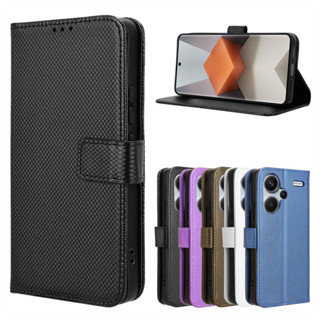 適用紅米Note13手機殼Note 13 Pro Plus鑽石紋皮套翻蓋插卡保護殼