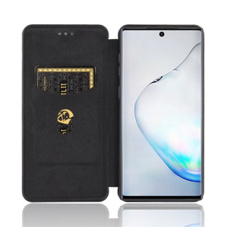 適用Samsung 三星Note 10手機套Note10保護殼磁扣插卡翻蓋耐髒耐磨碳纖維商務皮套素面書本式手機殼