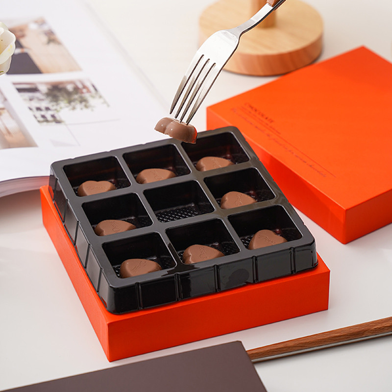 【現貨】【巧克力盒】七夕情人節 生巧克力包裝盒 9粒生巧盒子 禮盒 高檔 硬盒 手工免折空盒