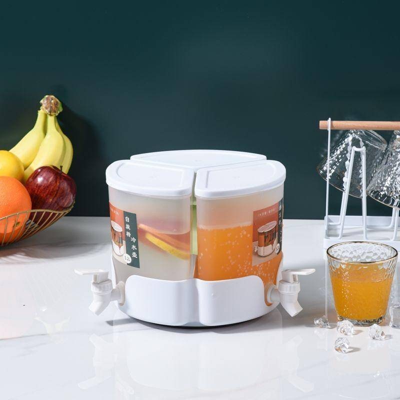 新款三格分格冰箱冷水壺家用大容量果茶冷飲果汁飲料桶帶龍頭