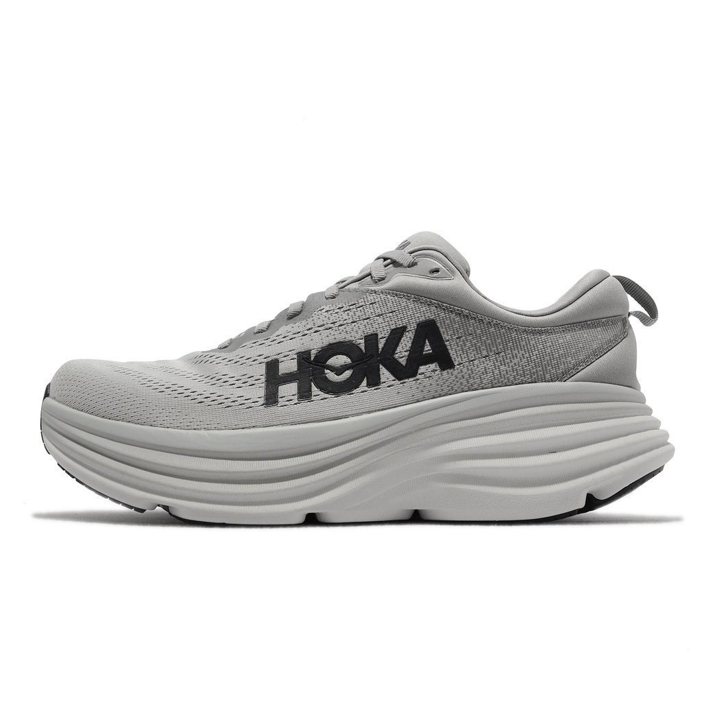 新款運動鞋 Hoka 慢跑鞋 Bondi 8 4e 超寬持久灰黑色白色厚底男士公路跑步