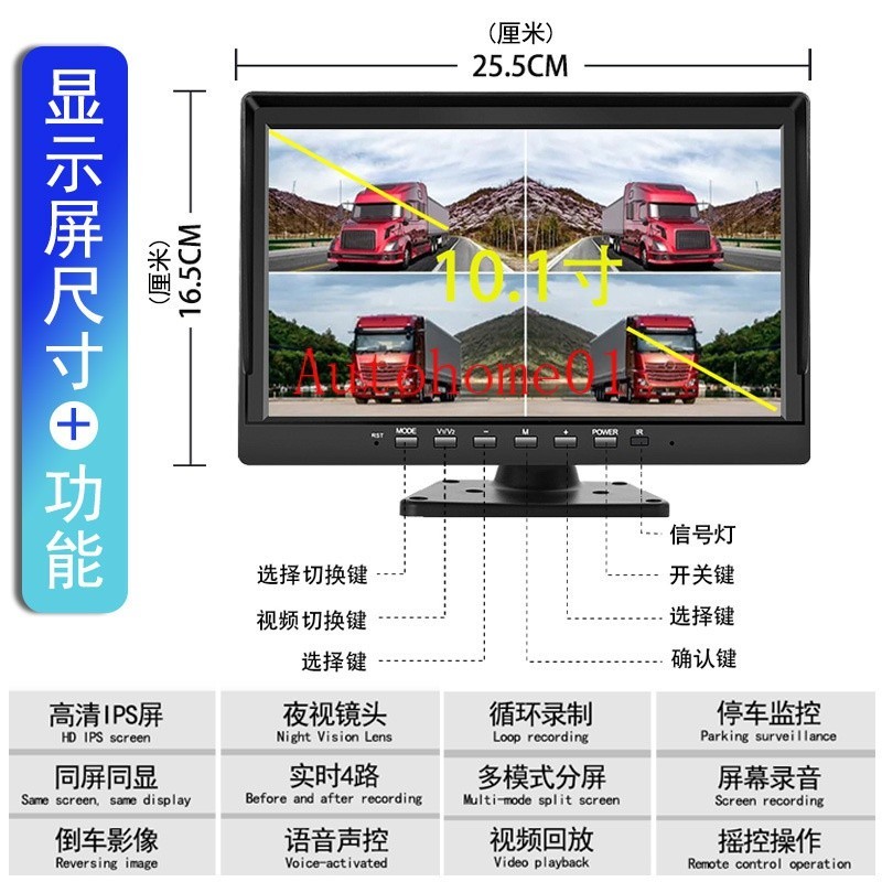 【極速出貨】倒車顯影 倒車鏡頭 貨車四路一件式機高清記錄儀360度全景前後左右倒車影像12V24V ZAK3