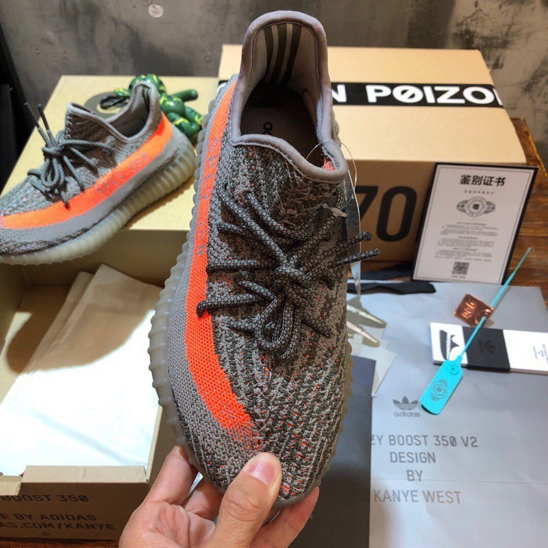 愛迪達 Edda 高品質 Adidas Yeezy Yeezy Boost 350V2 白色白色白色和灰色斑馬灰色橙色灰