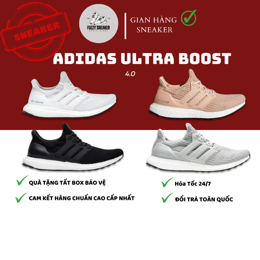 [最佳品質] Ultra Boost 4.0 三白 4 配套鞋男士女士輕便鞋底適合所有年齡段的全盒。