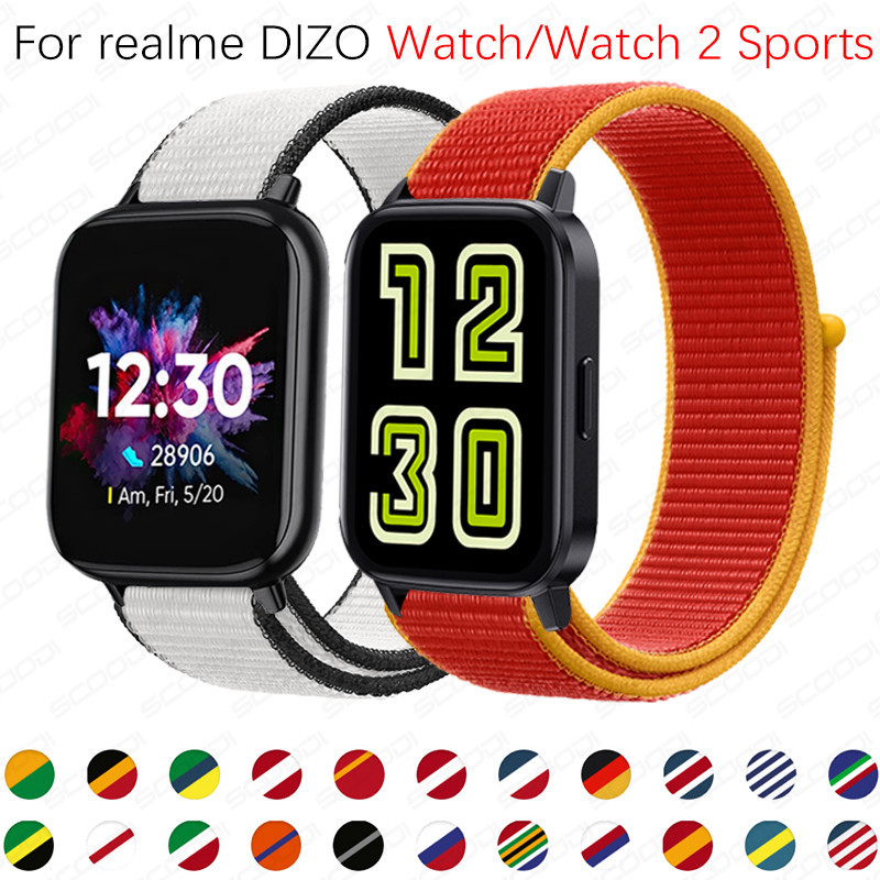 國際系列運動尼龍環帶適用於 Realme DIZO 手錶/手錶 2/手錶 2 運動智能錶帶