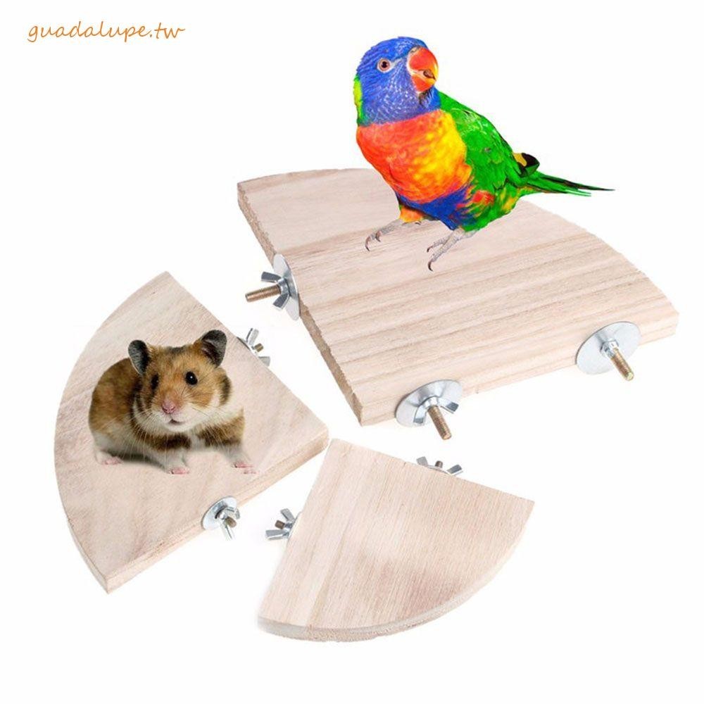 GUADALUPE寵物鳥鸚鵡木平臺3種尺寸倉鼠用於鳥籠老鼠架子玩具