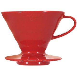 HARIO(哈利奥) V60 透明滤泡器 02 瓷制 红色 1~4杯用 咖啡 手冲 日本国产 VDCR-02-R