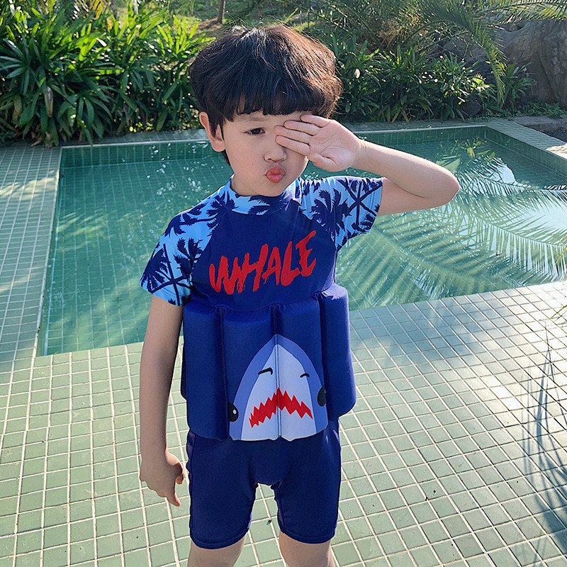 【1-6歲】男童泳衣可愛帥氣卡通鯊魚中兒童男寶寶度假浮力連身兒童泳裝 MQ405