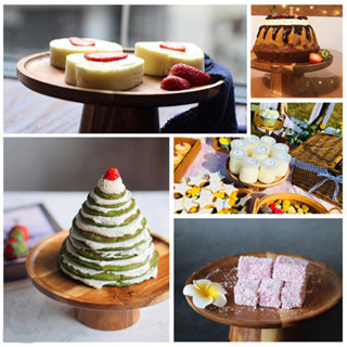 #GOOD# 高架木製蛋糕盤創意食品托盤天然木甜點水果零食盤