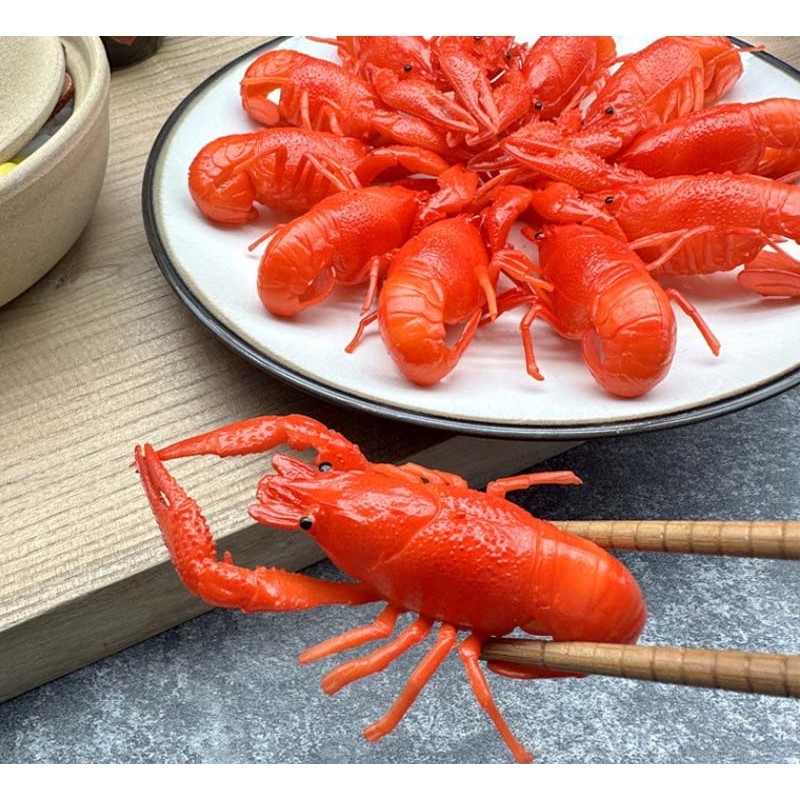 5件裝人造麻辣小龍蝦模型仿真假龍蝦夜市食物攤位裝飾攝影道具