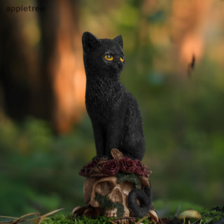 Appl 神秘骷髏裝飾小雕像動物貓和烏鴉雕像飾品樹脂工藝品辦公桌裝飾傢居飾品 TW