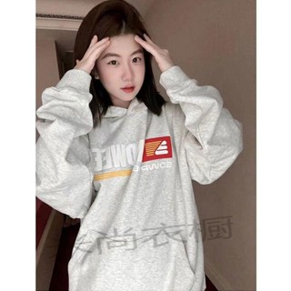 米尚衣櫥~ 美式潮牌連帽衛衣女秋季字母印花重磅長袖oversize寬鬆情侶上衣
