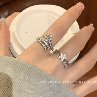 臺灣出貨#【日韓風格】浪漫璀璨的流星呀~爆閃鋯石戒指女ins小眾設計高階感時尚疊戴指環
