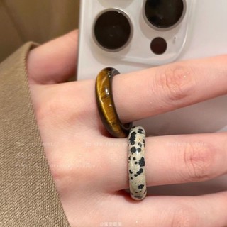 虎眼石天然戒指，ins百搭斑點指環