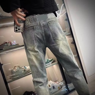 【HOT 本舖】男裝 輕奢男裝大碼潮牌男士時尚百搭潮新款牛仔褲痞帥修身小腳高階長褲