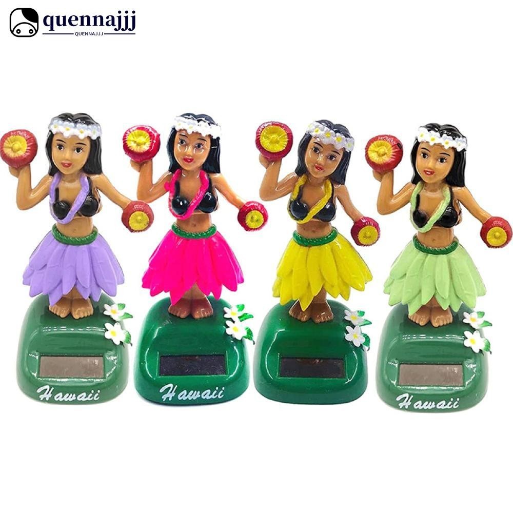 Quenna太陽能搖頭搖擺夏威夷女孩汽車裝飾跳舞娃娃汽車配件太陽能玩具車擺件m4p1