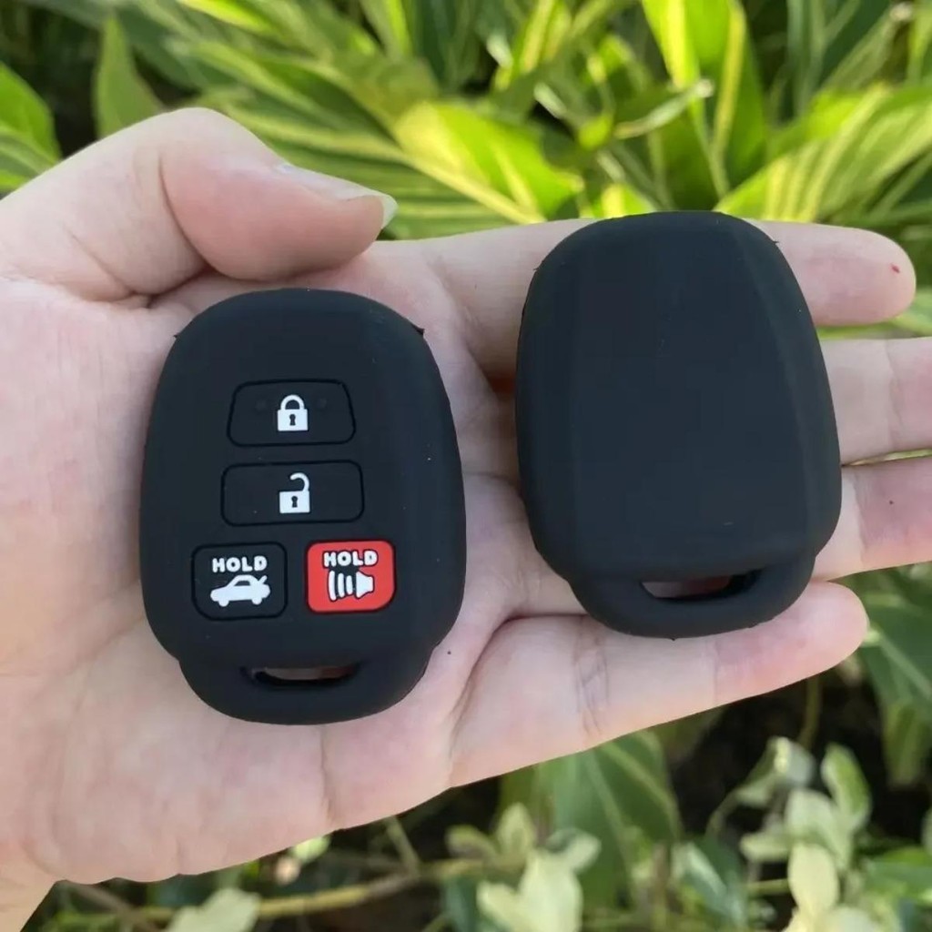 CAMRY 4 按鈕矽膠汽車鑰匙套保護橡膠外殼外殼帶鑰匙扣適用於豐田 2012 2013 2014 凱美瑞卡羅拉漢蘭達鑰