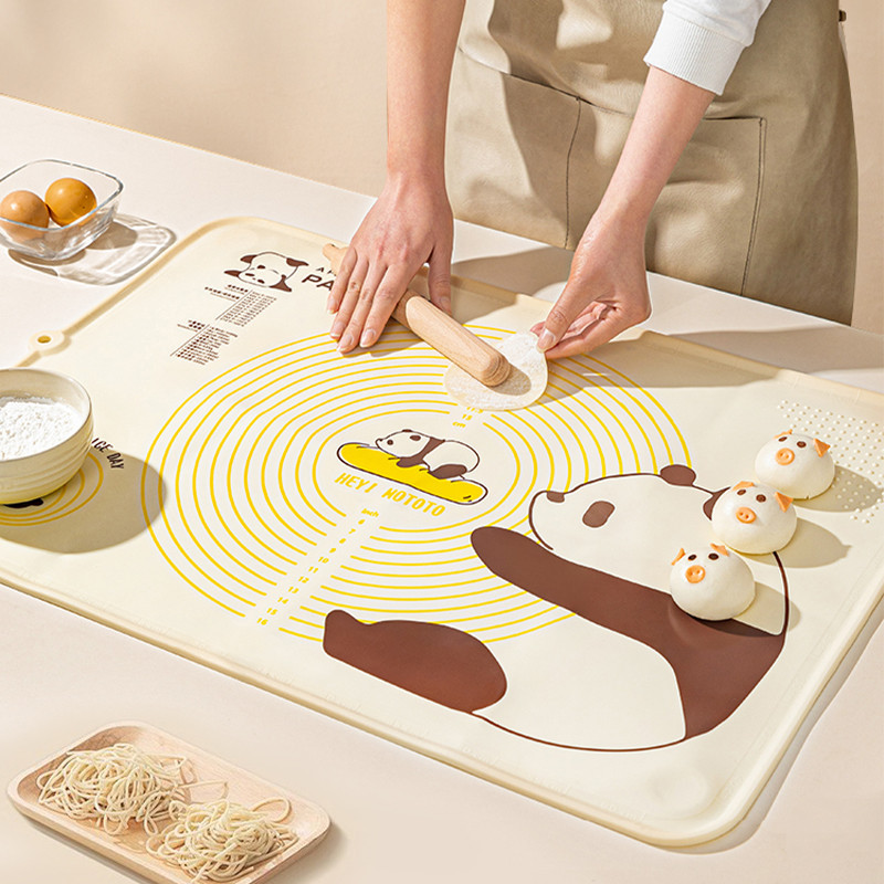 【現貨】【揉麵墊】熊貓 揉麵墊 食品級 矽膠 加厚面板 和麵墊 家用 擀麵墊子