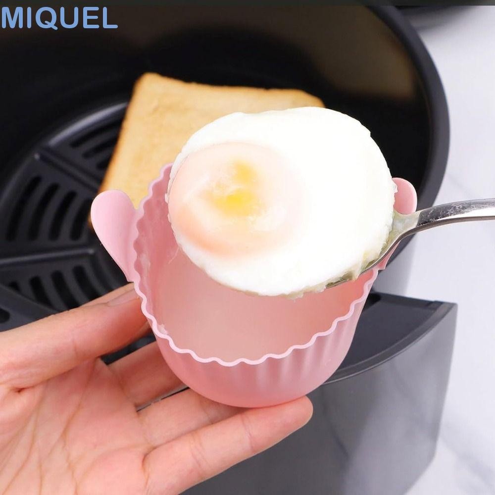 MIQUEL鬆餅蛋糕模具,可重複使用耐熱空氣炸鍋雞蛋,烘焙配件硅膠粉紅色/灰色紙杯蛋糕模具布丁