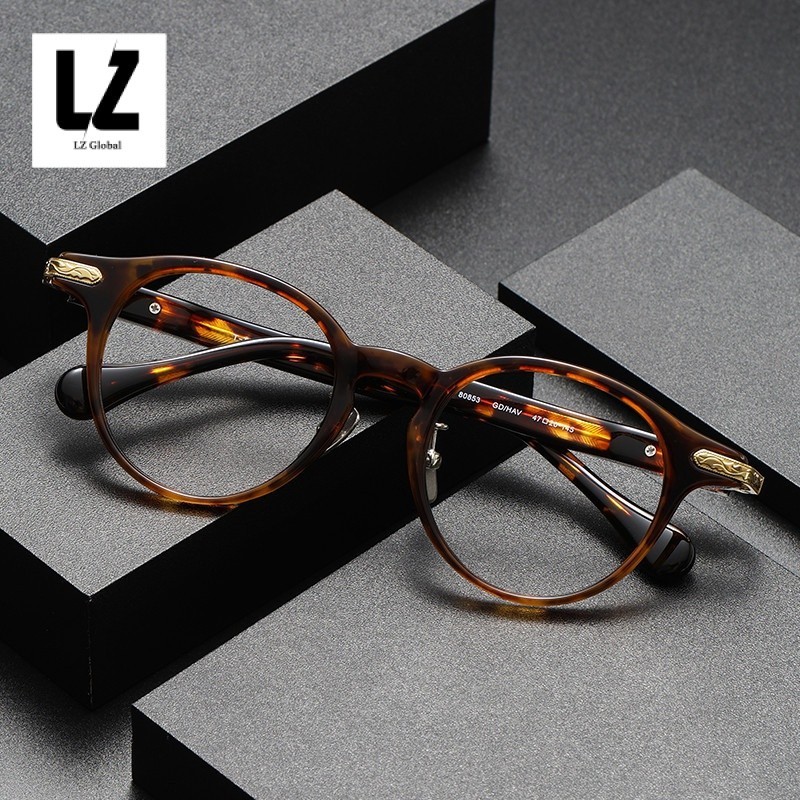 【LZ鈦眼鏡】山本圭同款眼鏡架80853復古玳瑁色眼鏡架可配防藍光小框眼鏡框