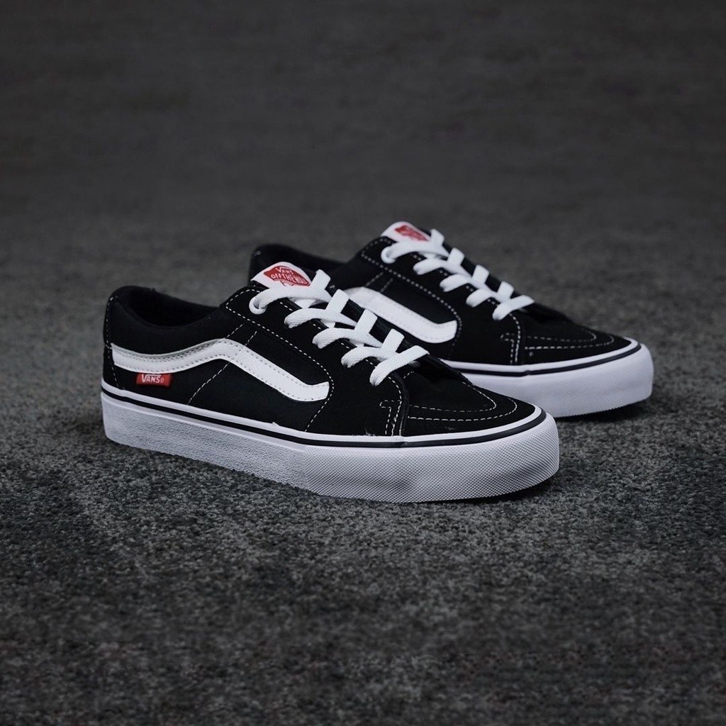 范斯 范思 Vans Sk8 low經典黑白休閒滑板鞋紅色lesal