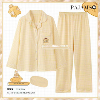 臺灣出貨 日系ins可愛布丁狗印花睡衣女春秋季新款長袖寬鬆家居服套裝外穿棉質 睡衣 空調服睡衣女 家居服兩件套SY