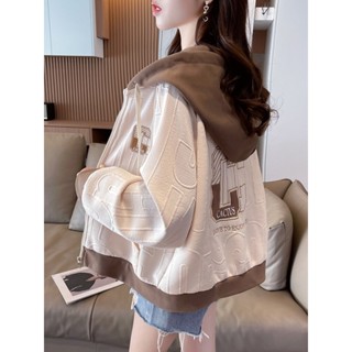 【Season Wardrobe】撞色休閒短款外套女春秋薄款2025新款連帽寬鬆韓版小個子早春衛衣