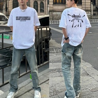 NANS 臺灣現貨 短袖t恤 美式高街短袖T恤男夏季新款ins潮牌休閒百搭寬鬆圓領上衣