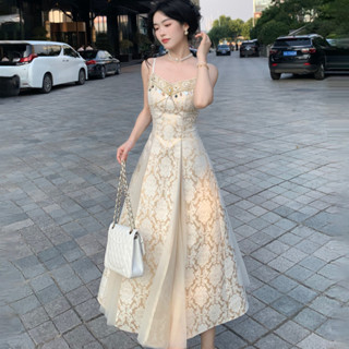 2025年春季新款高階感宮廷風輕禮服裙提花生日裙